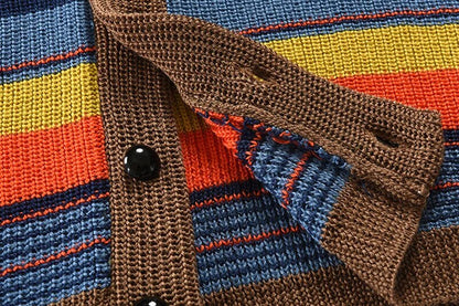 Men's knit cardigan with color block and geometric pattern – Leandro