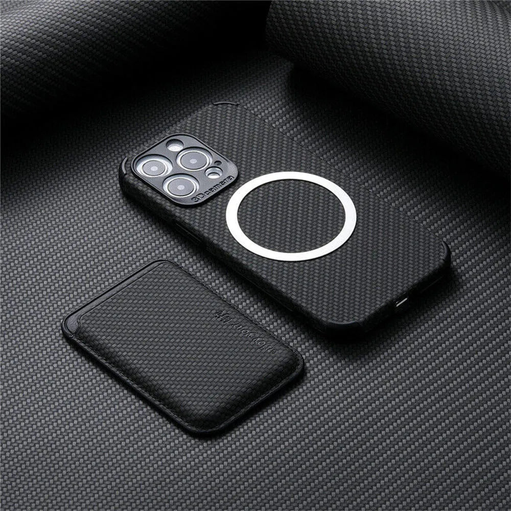 Black case with a visible magnetic ring on the back, beside its detached card holder 3