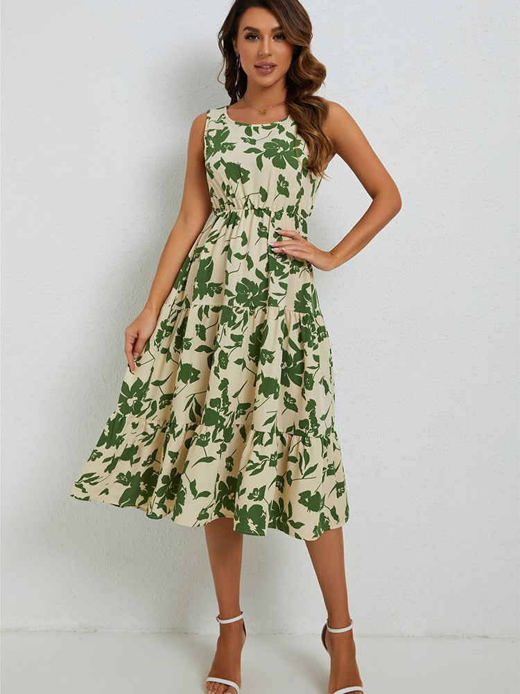 Summery midi dress with floral print – Fenna