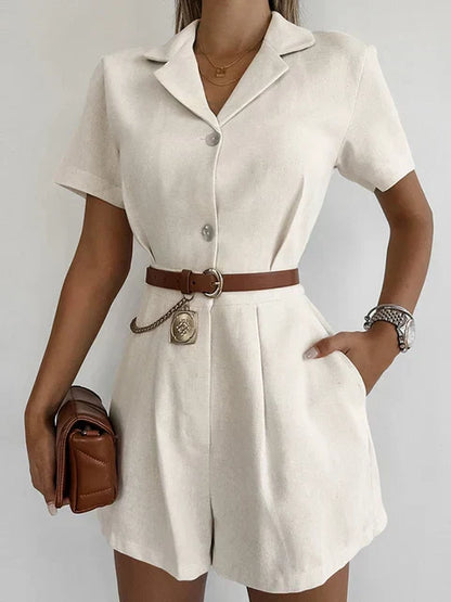 Short-sleeved linen summer jumpsuit – Maelis