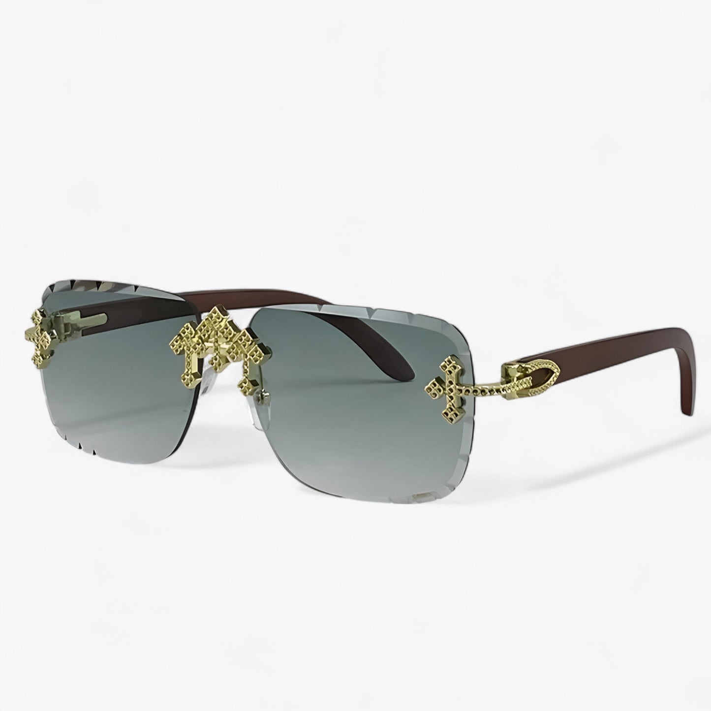 Rimless Steampunk sunglasses with metal accents – Nirex