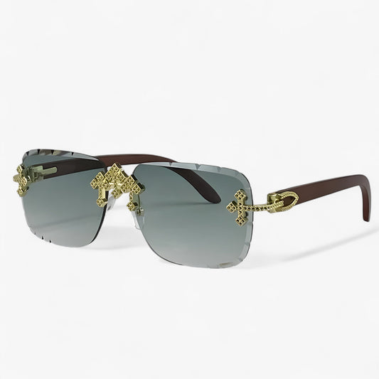 Rimless Steampunk sunglasses with metal accents – Nirex
