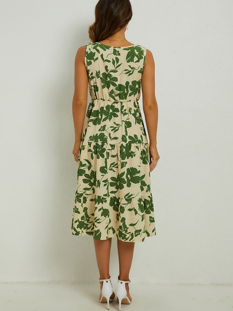 Summery midi dress with floral print – Fenna