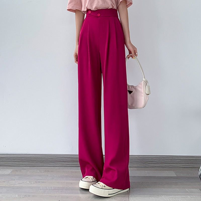 High-Waist Casual Women's Trousers with Wide Leg – Emilia