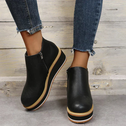 Stylish autumn wedge ankle boots – Mila