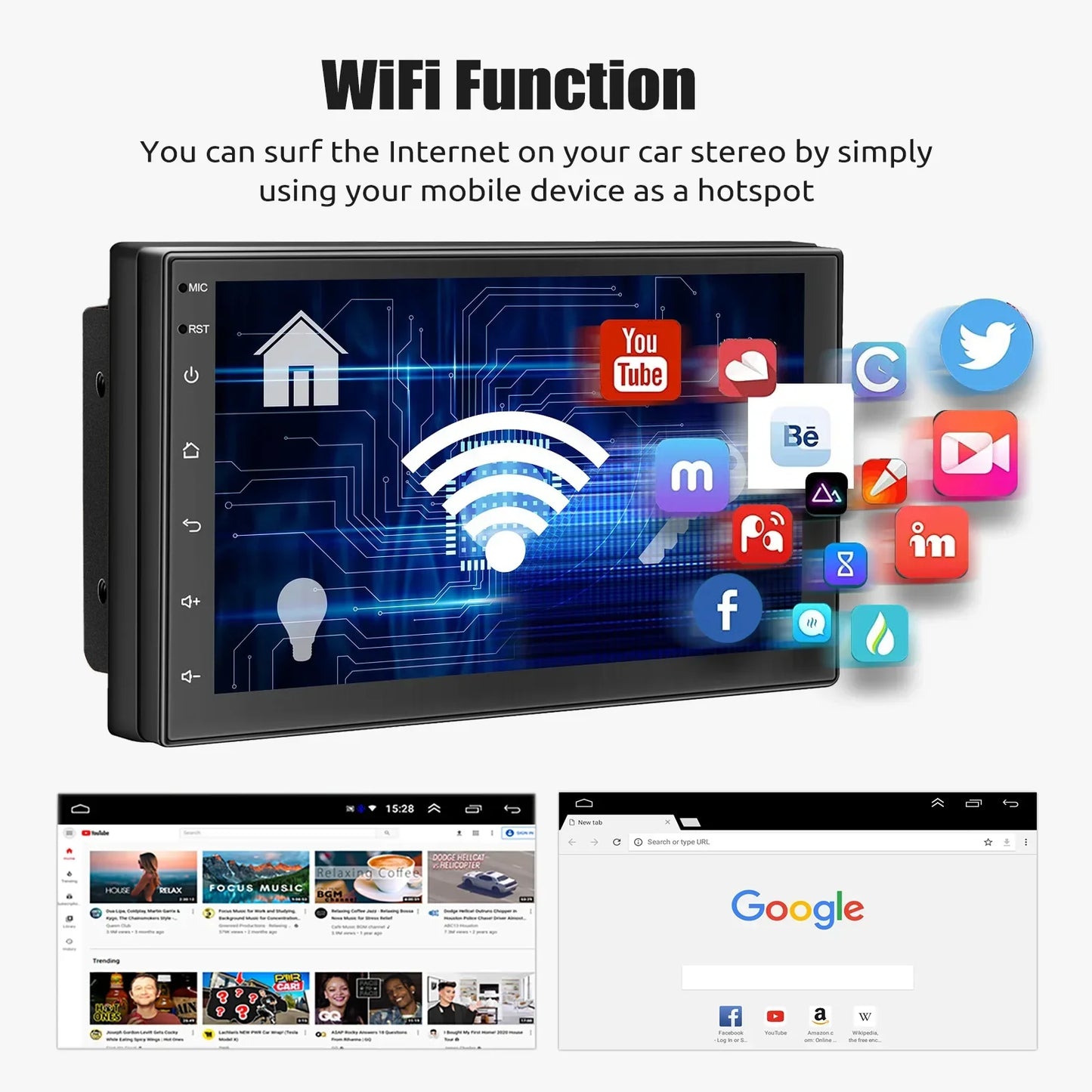 Universal Android Car Stereo with Touchscreen, GPS and Wireless CarPlay
