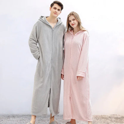 Hooded flannel bathrobe for couples – CozyHug