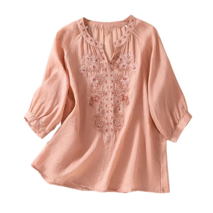 Embroidered women's autumn cotton blouse – Ysolde