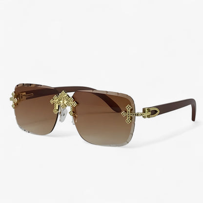 Rimless Steampunk sunglasses with metal accents – Nirex