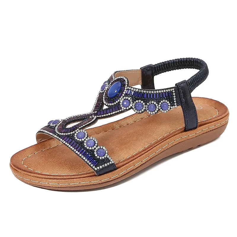 Fashionable women's sandals with rhinestones and glitter – summer shoes for parties and leisure.