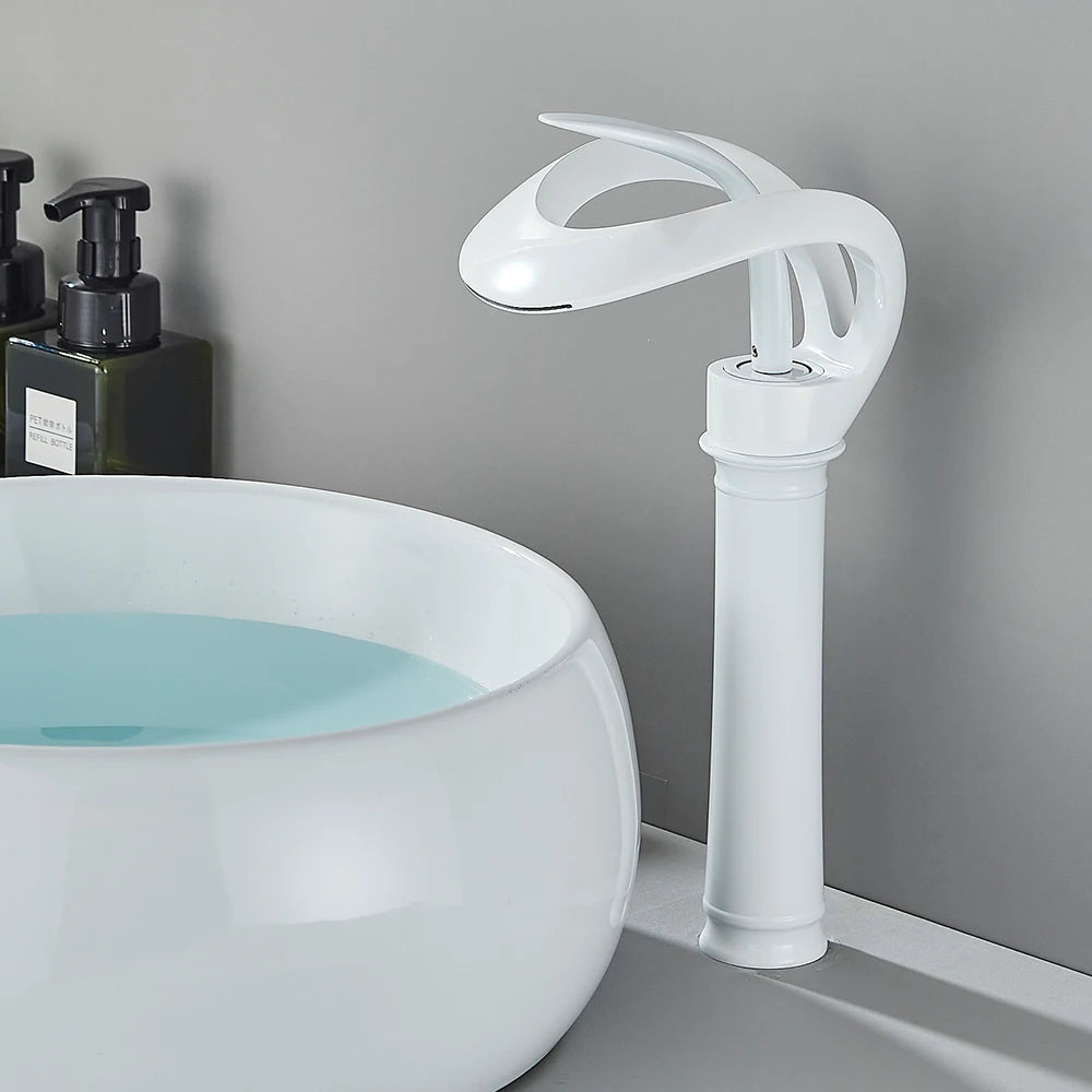 Messing Basin Mixer Tap with Waterfall Spout - Flowarc
