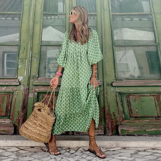 Boho summer dress in Ibiza style with a loose fit – Elira