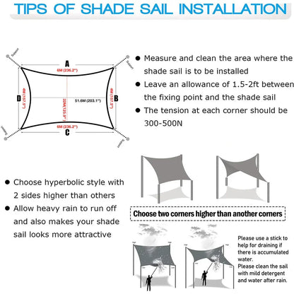 Waterproof Rectangular Sun Shade Sail with UV Protection & Mounting Kits – ShadeGuard