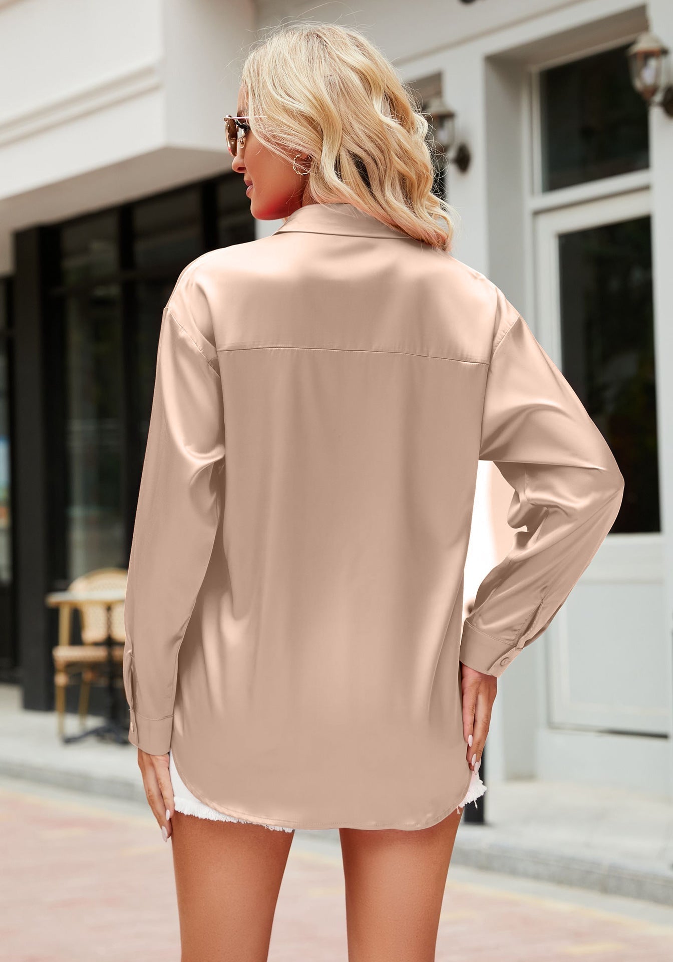 Satin-finish elegant women's blouse – Mireille