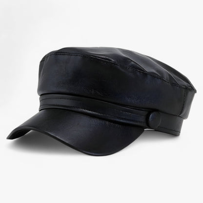 Octagonal women's flat cap made of PU leather – Valence