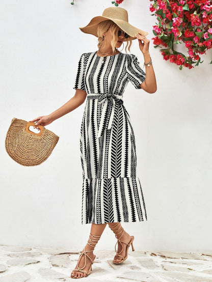 Black-and-white striped midi dress – Elise