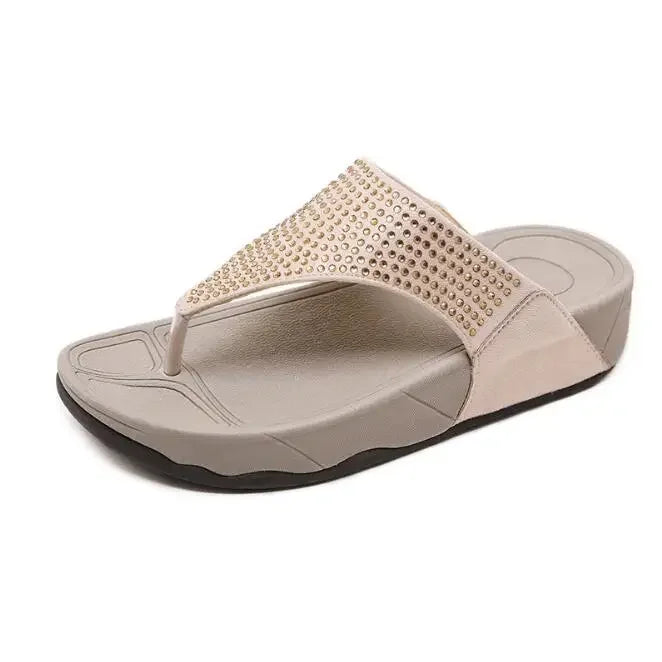 Comfortable ladies' platform slippers with rhinestones – Geneva
