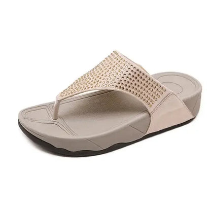 Comfortable ladies' platform slippers with rhinestones – Geneva