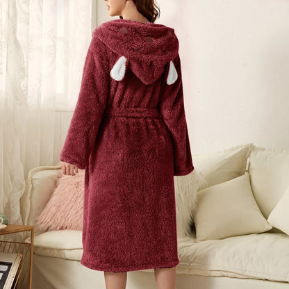 Warm flannel bathrobe with hood and bunny ears – BunnyHug