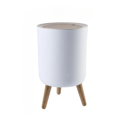 Wooden High Foot Trash Can with Press Cover – EcoBin