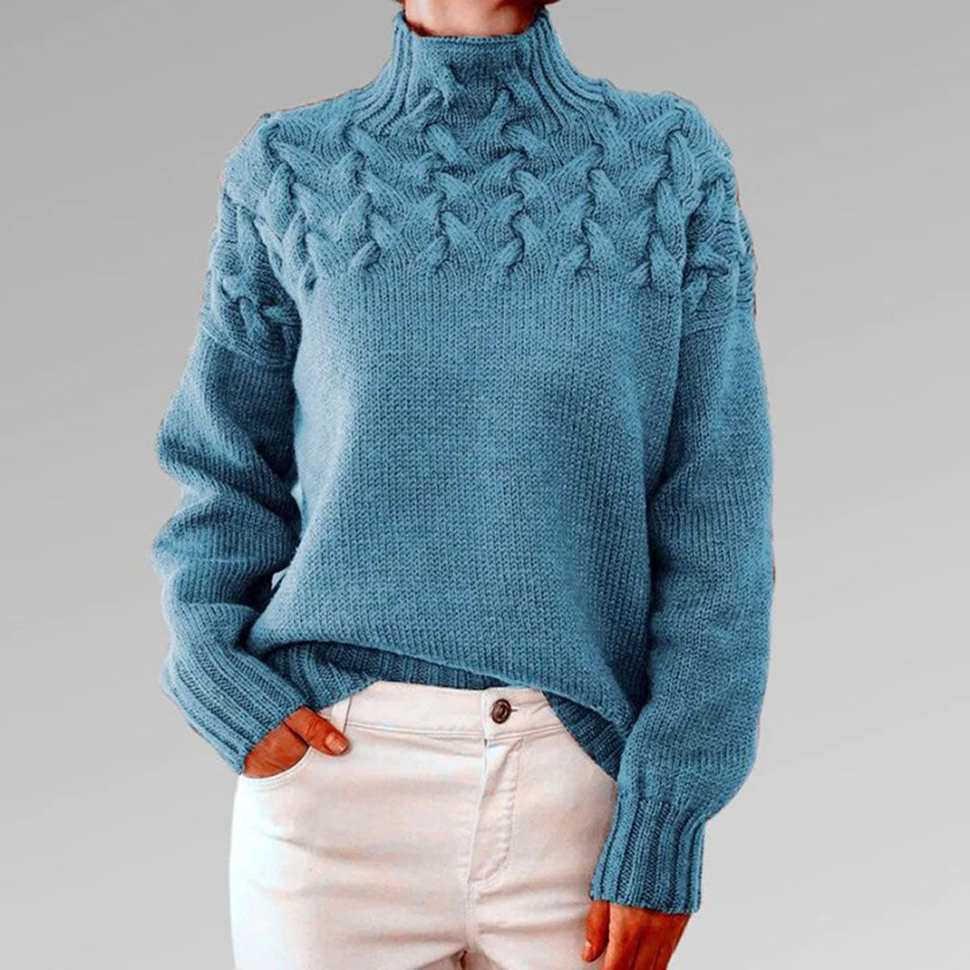 Knitted Ladies Autumn Sweater with Collar – Sienna
