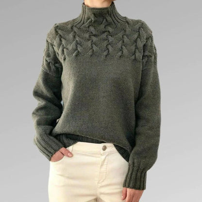 Knitted Ladies Autumn Sweater with Collar – Sienna