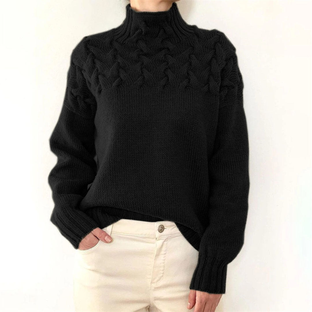 Knitted Ladies Autumn Sweater with Collar – Sienna