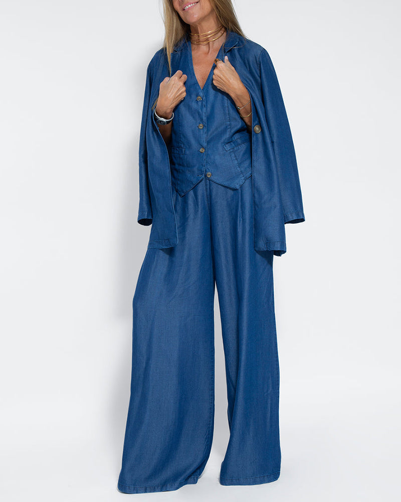Linen 2-Piece Set with Wide Trousers and Jacket – Alma