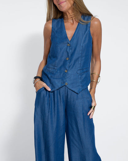 Linen 2-Piece Set with Wide Trousers and Jacket – Alma