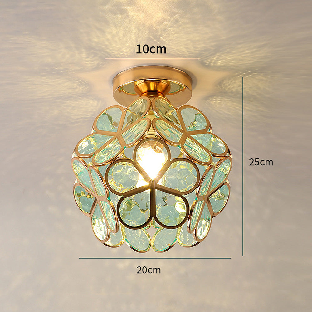 Artistic Glass Ceiling Lamp with Flower Pattern - FlowerHall