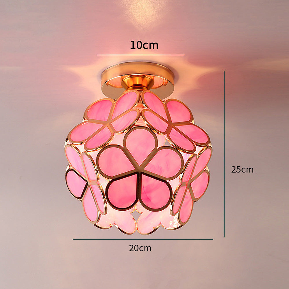 Artistic Glass Ceiling Lamp with Flower Pattern - FlowerHall