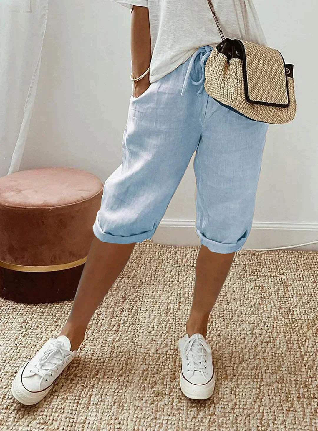 Fashionable summer linen women's trousers - Lina