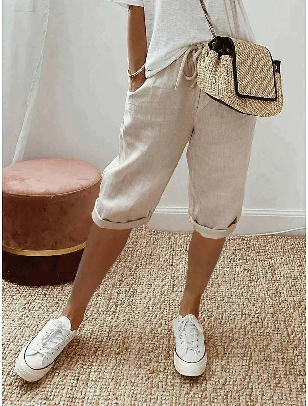 Fashionable summer linen women's trousers - Lina
