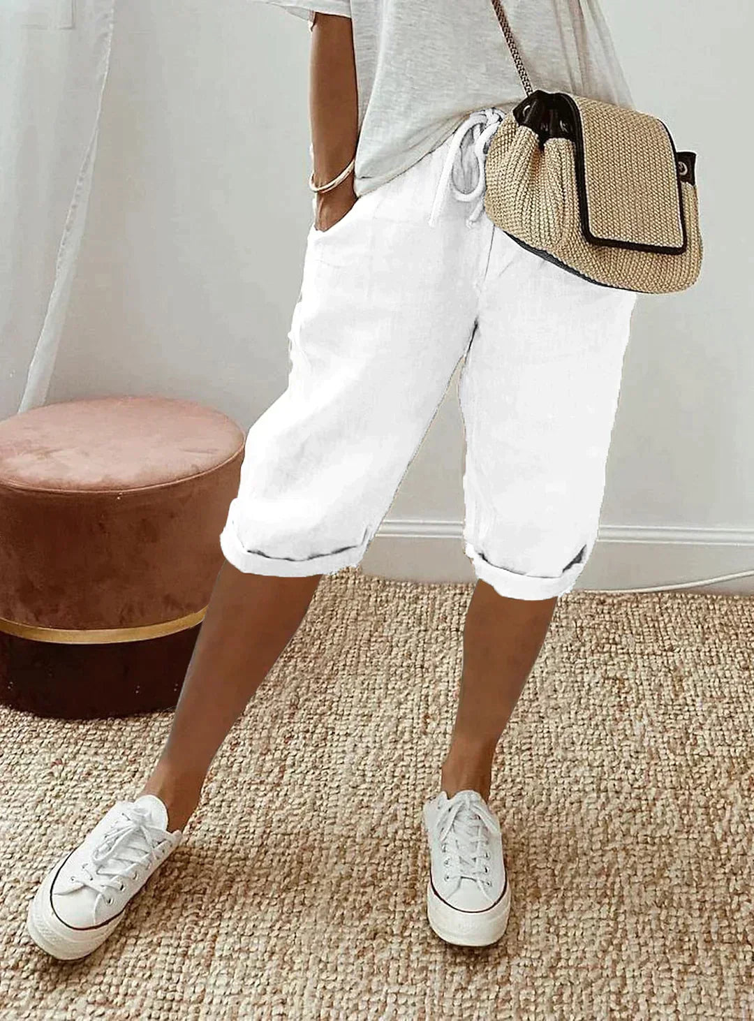 Fashionable summer linen women's trousers - Lina