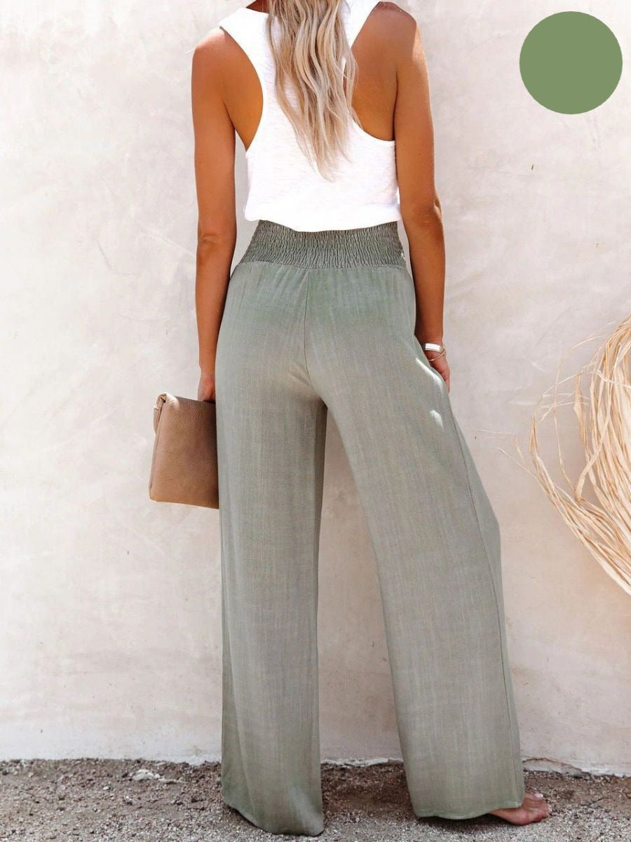 Ladies' linen trousers with a high waist and wide leg – Livia