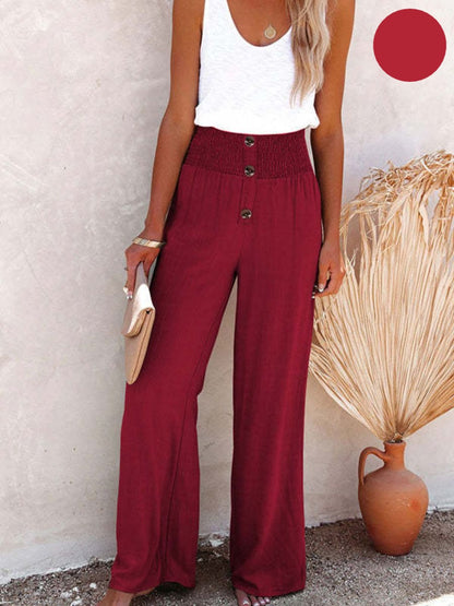 Ladies' linen trousers with a high waist and wide leg – Livia