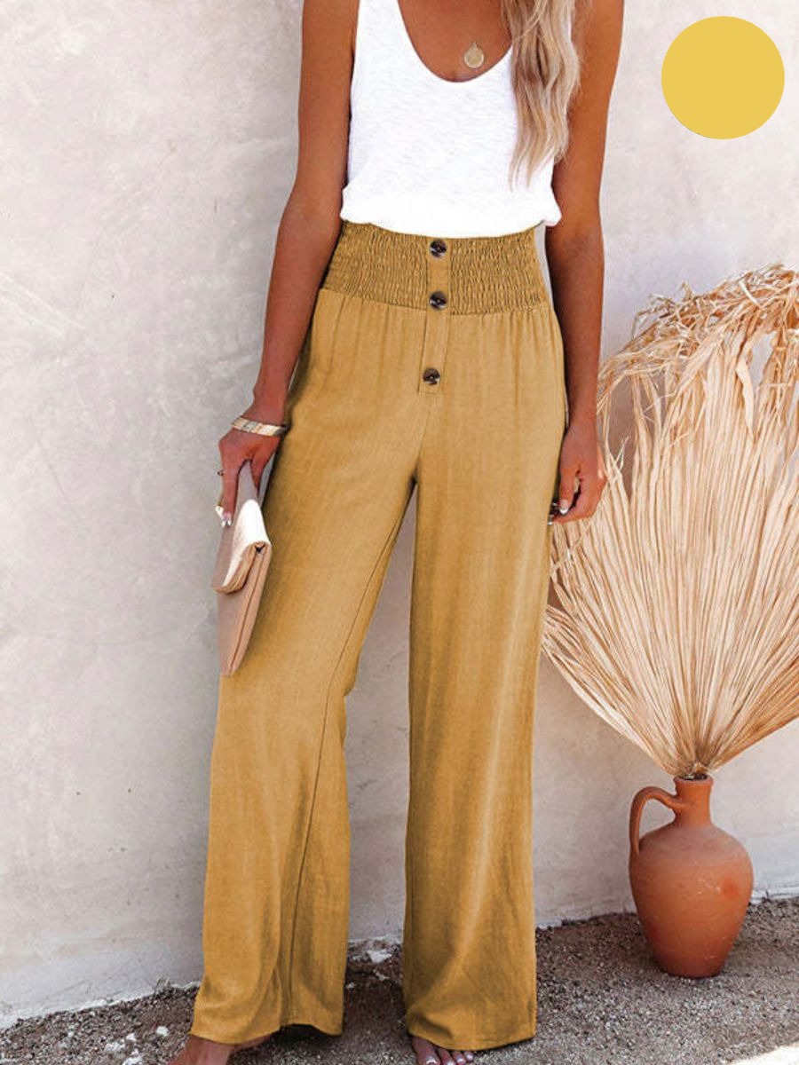 Ladies' linen trousers with a high waist and wide leg – Livia