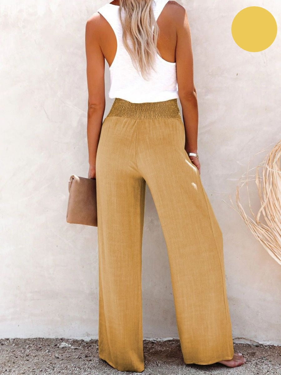 Ladies' linen trousers with a high waist and wide leg – Livia