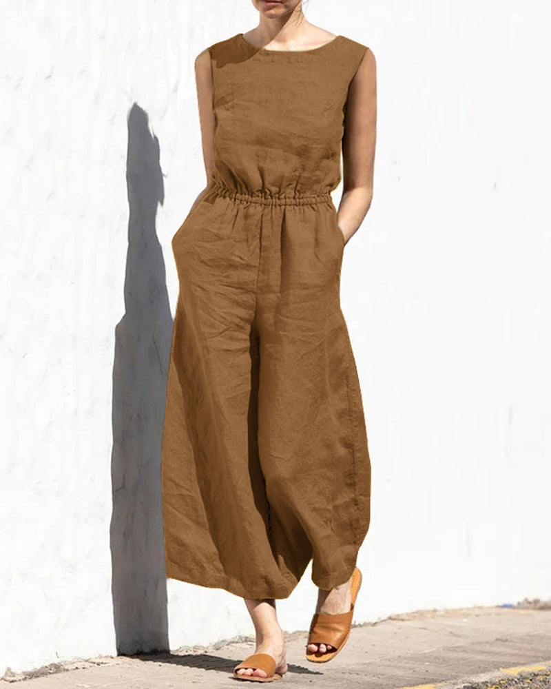 Sleeveless jumpsuit with wide leg – Aurelia