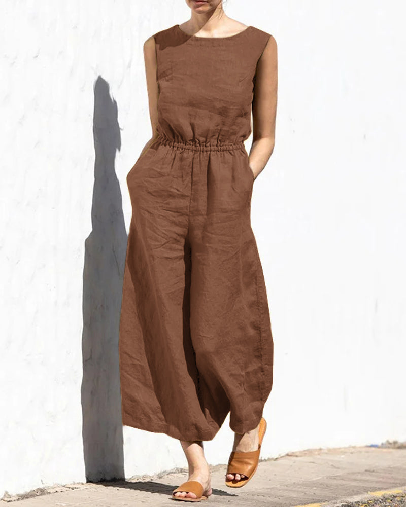 Sleeveless jumpsuit with wide leg – Aurelia