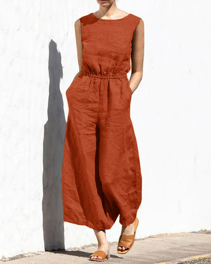 Sleeveless jumpsuit with wide leg – Aurelia