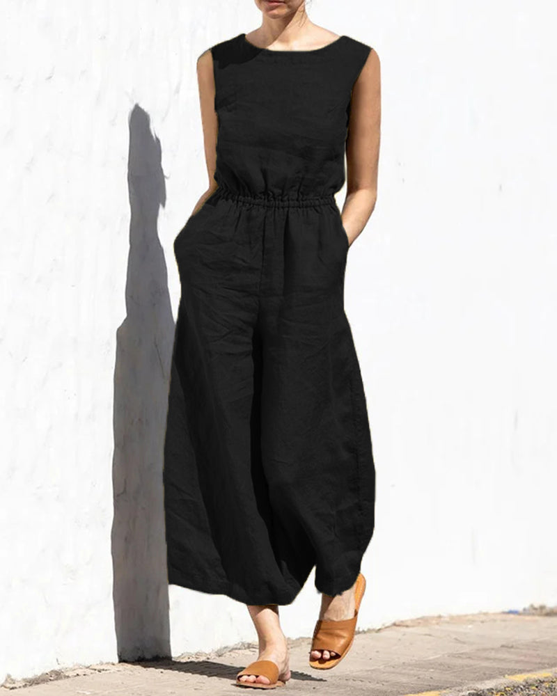 Sleeveless jumpsuit with wide leg – Aurelia