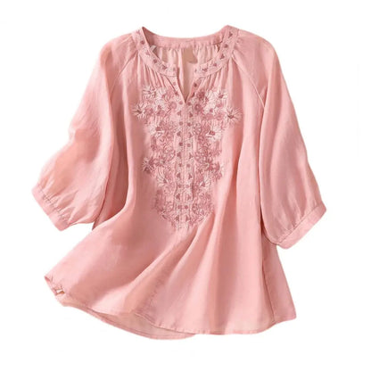 Embroidered women's autumn cotton blouse – Ysolde