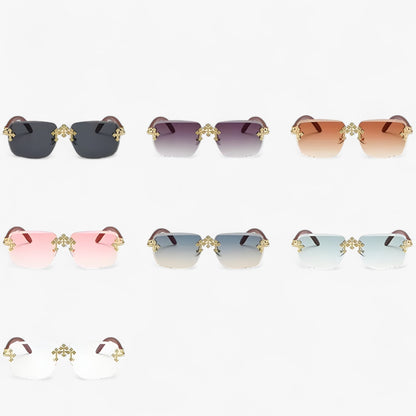 Rimless Steampunk sunglasses with metal accents – Nirex