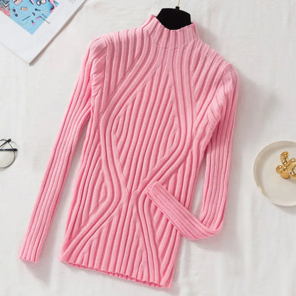 Ladies' knitted jumper with a roll neck and long sleeves – Elodie
