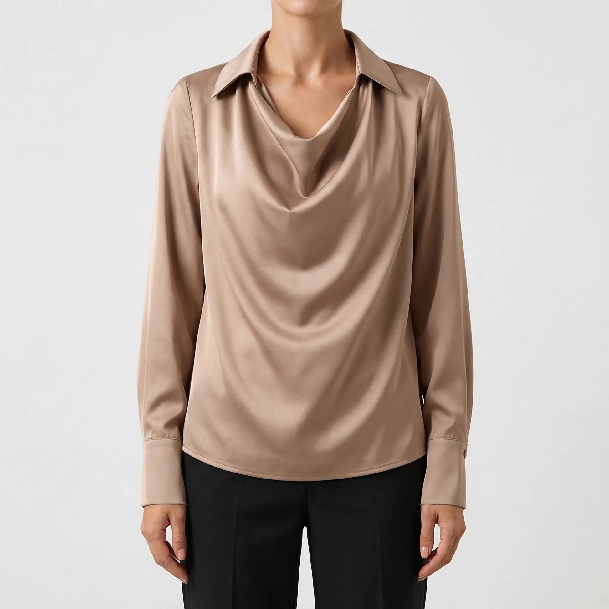 Satin-Finish Collared Women's Top - Janice