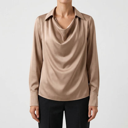 Satin-Finish Collared Women's Top - Janice