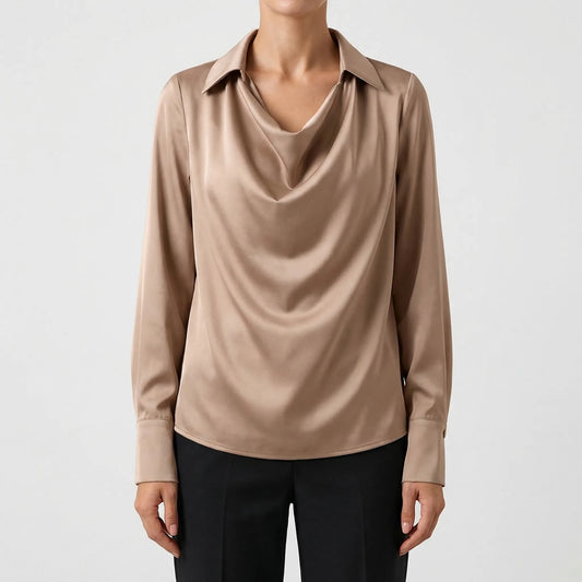 Satin-Finish Collared Women's Top - Janice