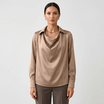 Satin-Finish Collared Women's Top - Janice