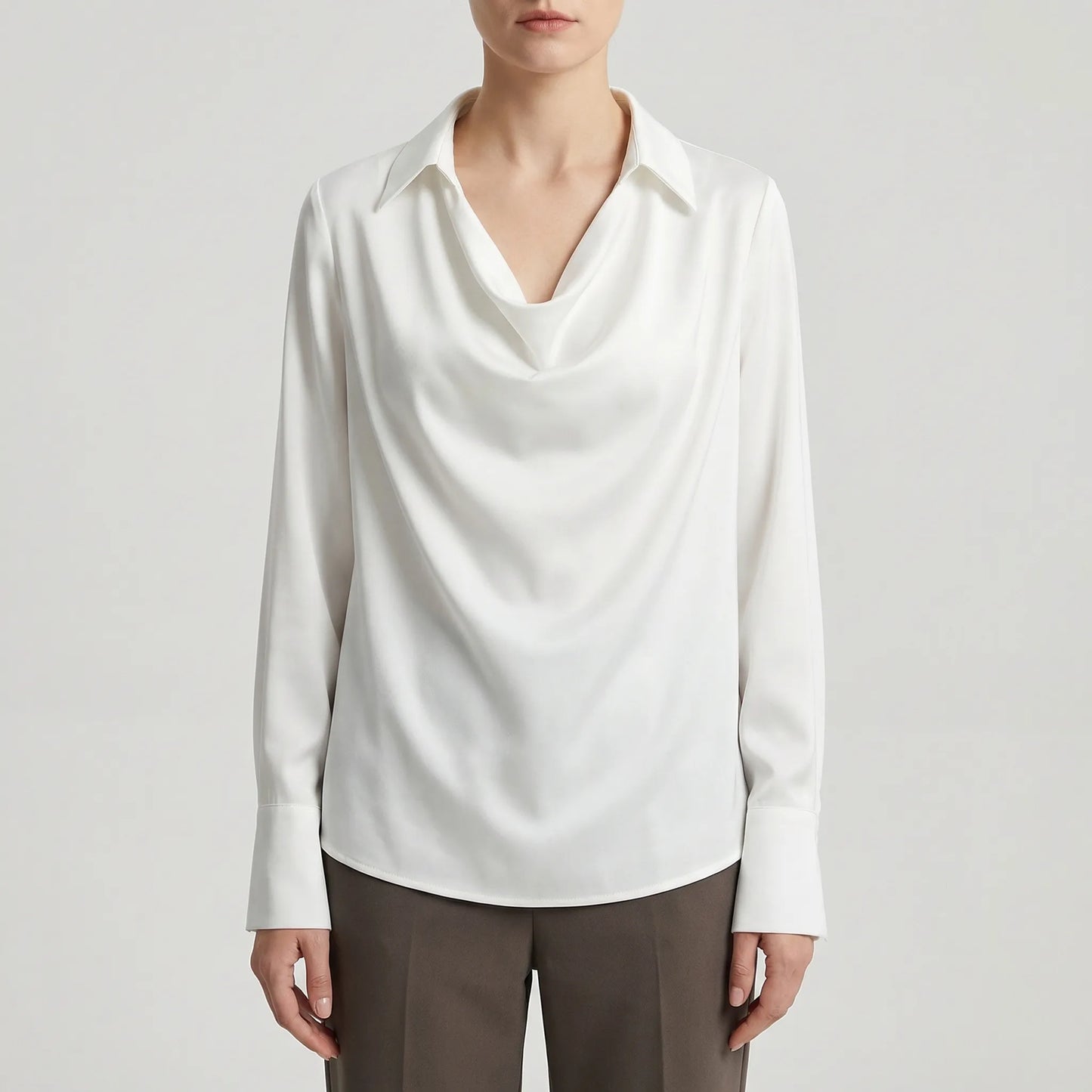 Satin-Finish Collared Women's Top - Janice